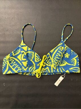 NEW Seea large Riley top Manila green blue tropical print front tie bikini swim